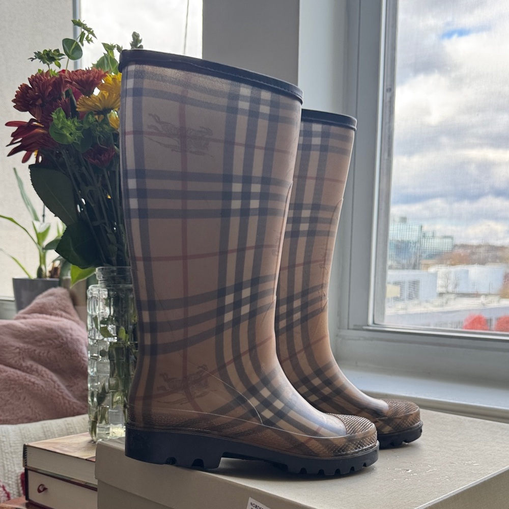 Burberry Plaid Ankle Boots - Tan and Black